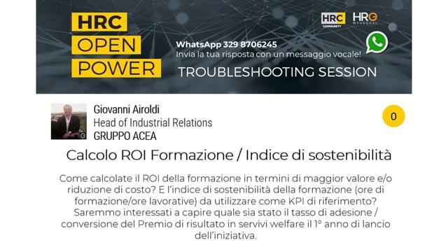Thumbnail Giuseppe Diodati risponde su Calcolo ROI Formazione / Indice di sostenibilità