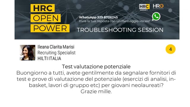 Thumbnail Francesca Tempesta risponde su TEST VALUTAZIONE POTENZIALE