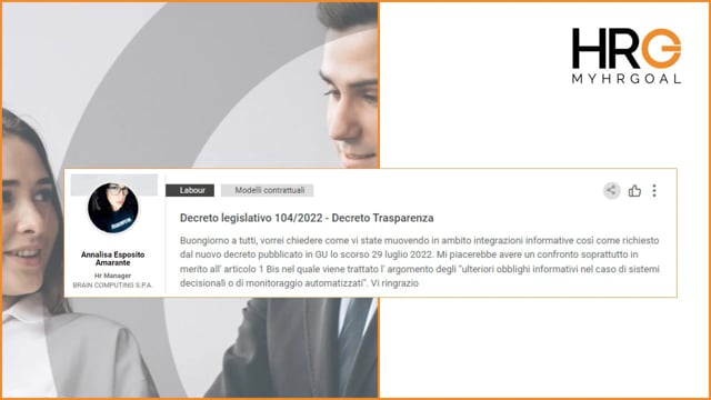 Thumbnail Call MyHRGoal – Decreto trasparenza
