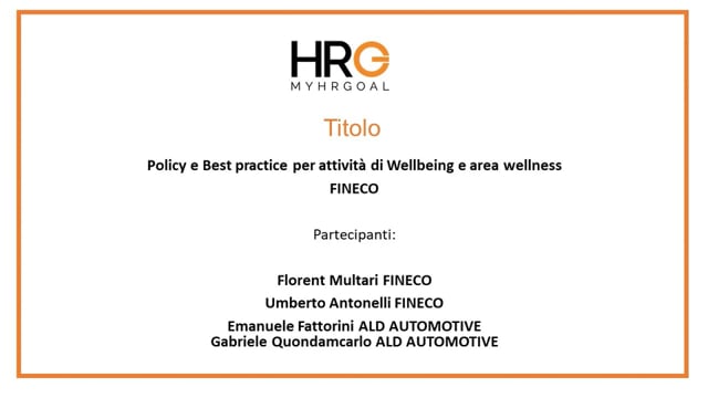 Thumbnail WebCall MyHRGoal Policy e Best practice per attività di Wellbeing e area wellness 