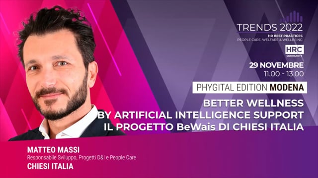 Thumbnail Better wellness by artificial intelligence support - Il progetto Bewais di Chiesi Italia - CHIESI ITALIA